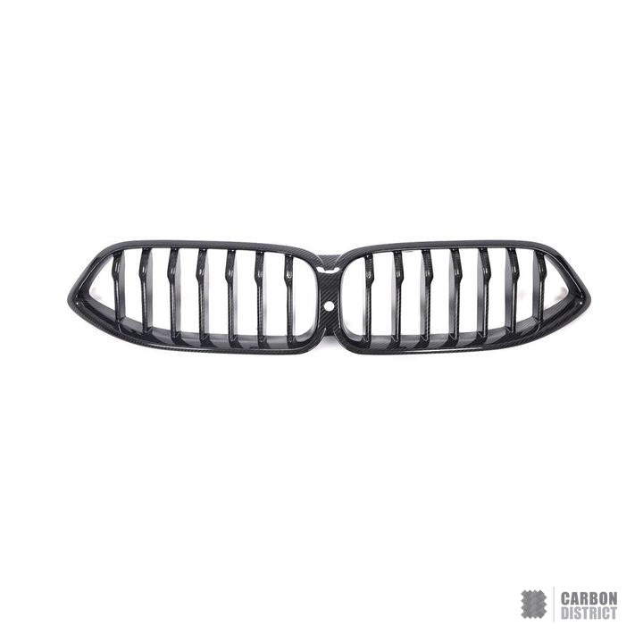 BMW 8 Series (G14/G15/G16) dry carbon fibre grille — UV-stable gloss finish