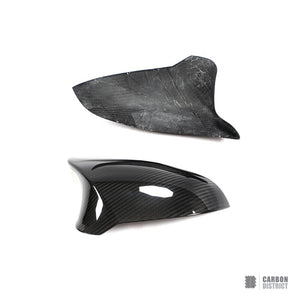 BMW M3/M4 (F80/F82/F83) dry carbon fibre mirror caps (RHD, V2)