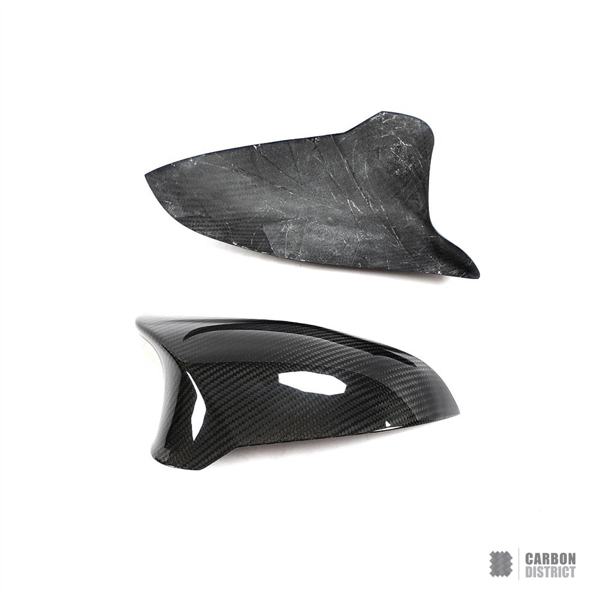 BMW M3/M4 (F80/F82/F83) dry carbon fibre mirror caps (RHD, V2)