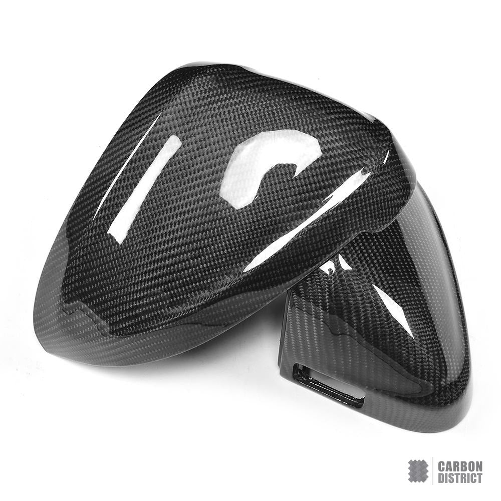 Audi RS4/RS5 (B9) carbon fibre mirror caps — 3K twill gloss finish