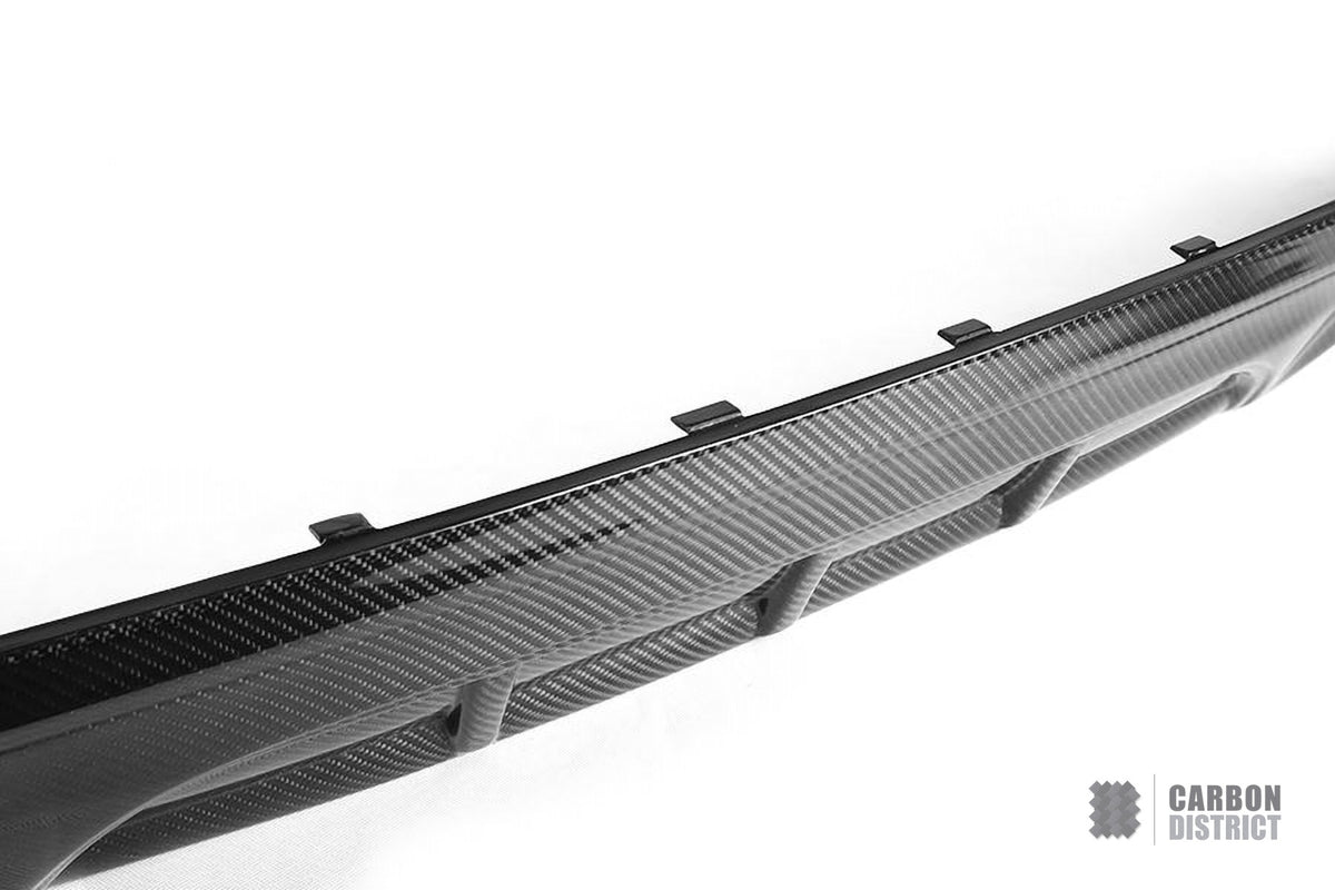 BMW 2 Series (F22) carbon fibre rear diffuser (V2) — UV-stable gloss finish
