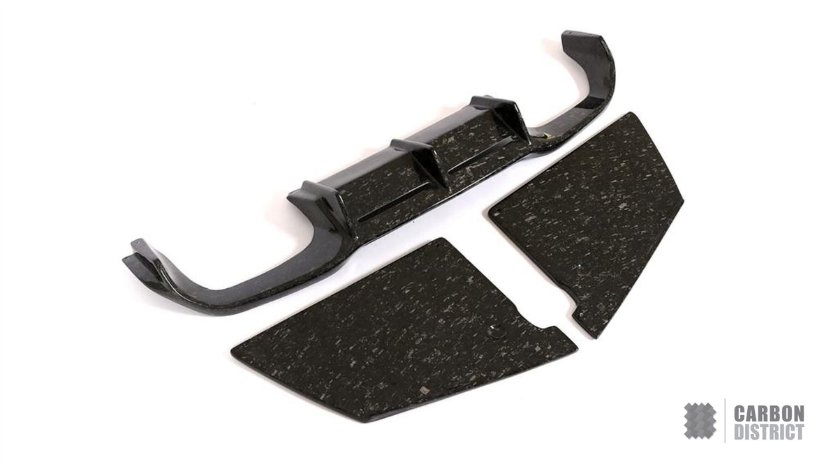BMW M2 (F87) carbon fibre rear diffuser (forged carbon, V2) — UV-stable gloss finish
