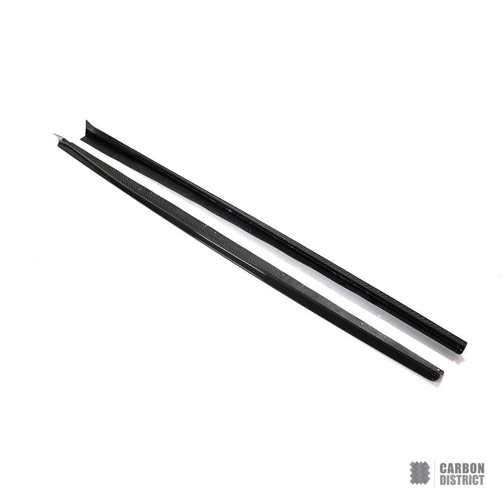 BMW M8 (F92/F93) carbon fibre side skirts — 3K twill gloss finish