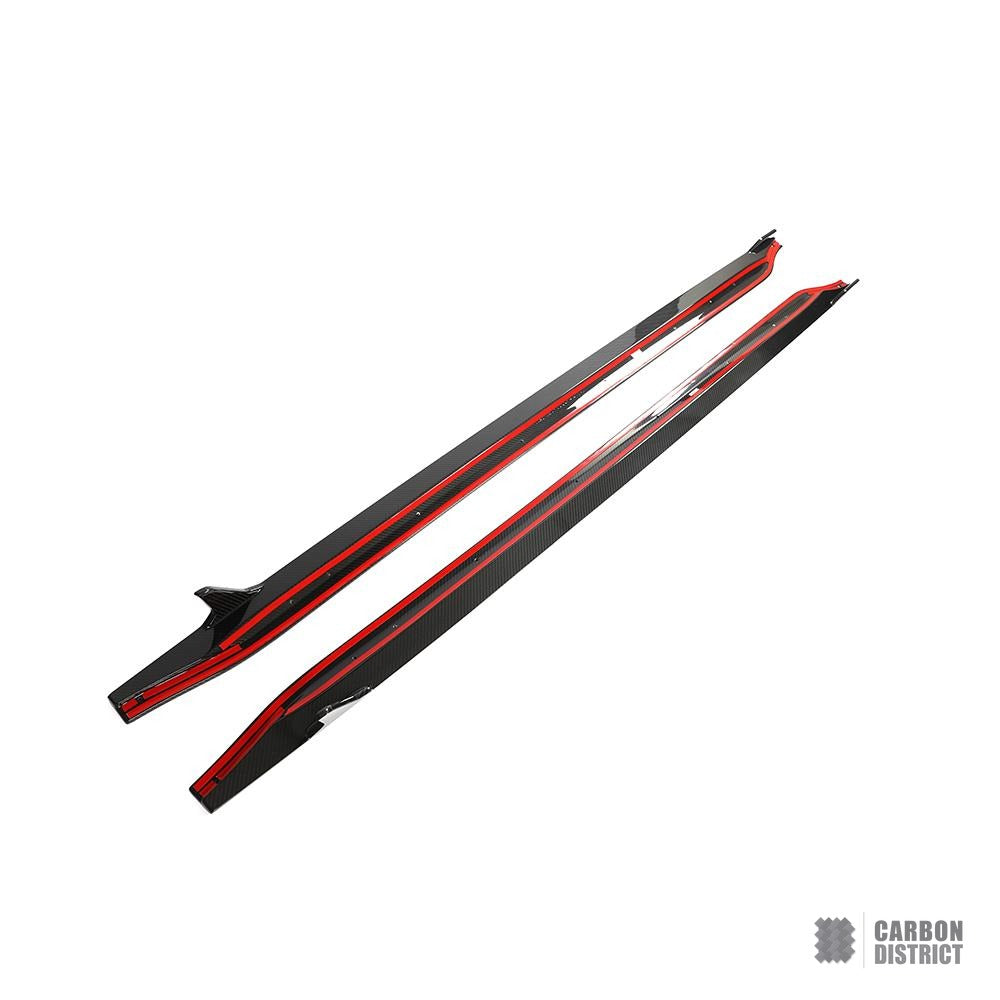 BMW M3 Touring (G81) dry carbon fibre side skirts — dry carbon weave