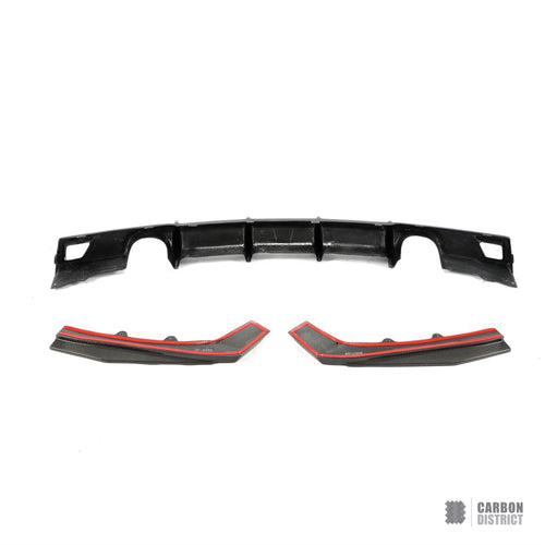 BMW 3 Series (F30/F35) carbon fibre rear diffuser (V2) — UV-stable gloss finish