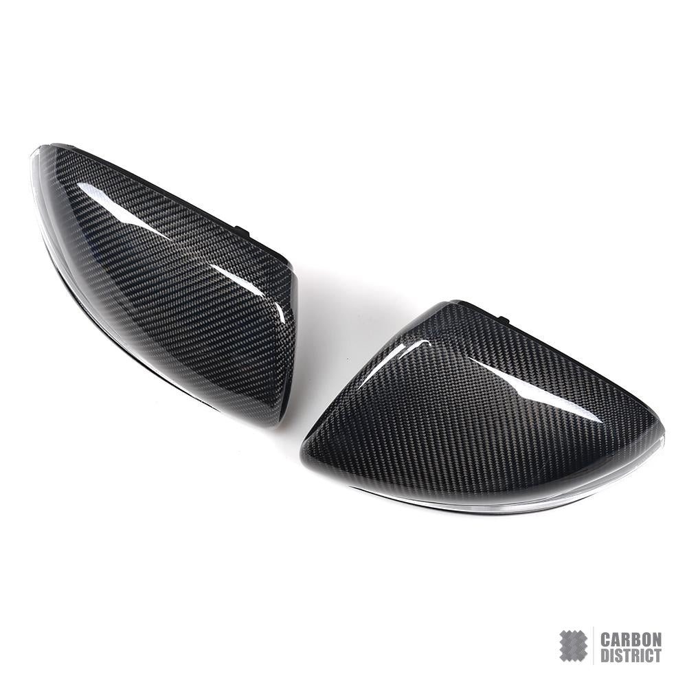 Mercedes-Benz S-Class (W222/C217) carbon fibre mirror caps — UV-stable gloss finish detail