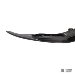 Audi R8 (4S) dry carbon fibre front lip — UV-stable gloss finish detail