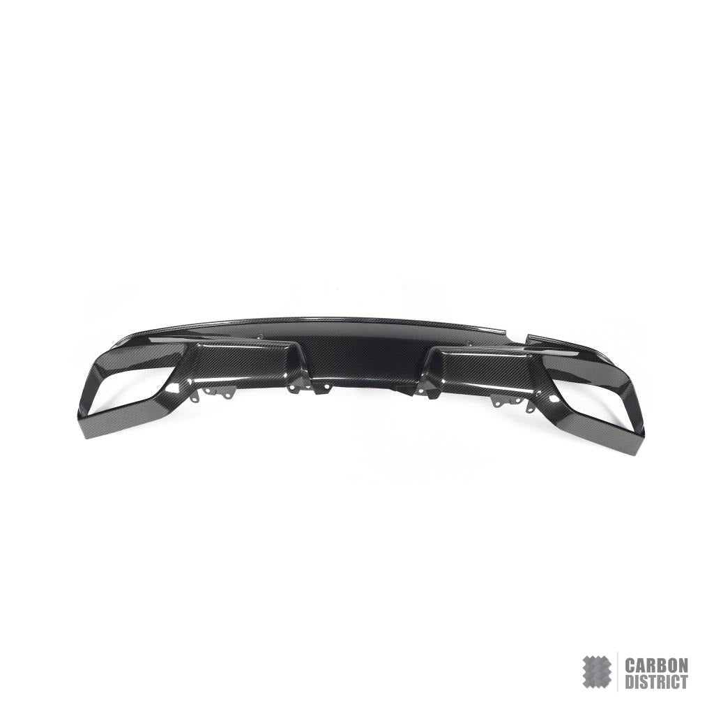 BMW X6M (F96) carbon fibre rear diffuser — UV-stable gloss finish detail