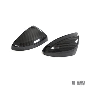 Audi R8 (4S) dry carbon fibre mirror caps — UV-stable gloss finish detail