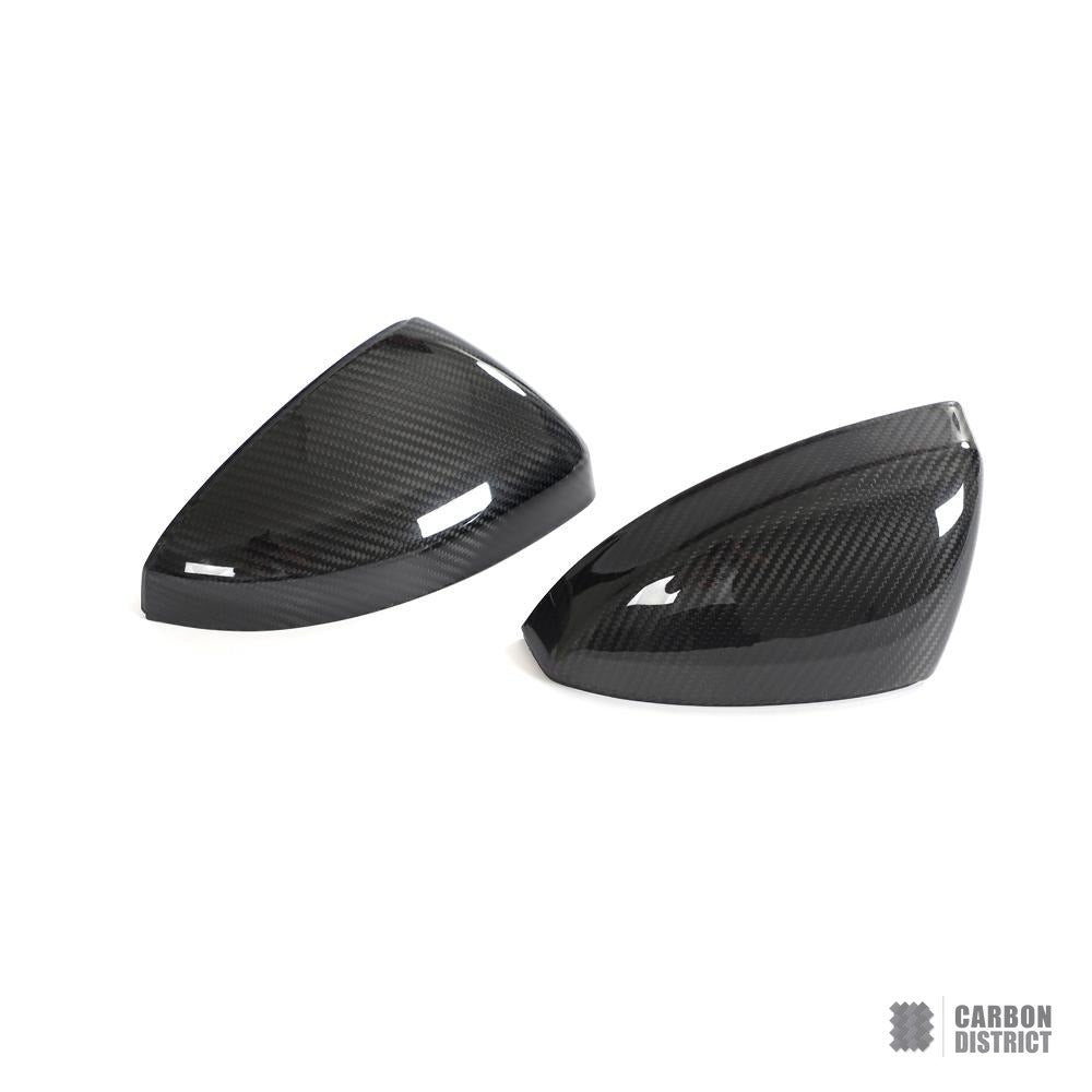 Audi R8 (4S) dry carbon fibre mirror caps — UV-stable gloss finish detail