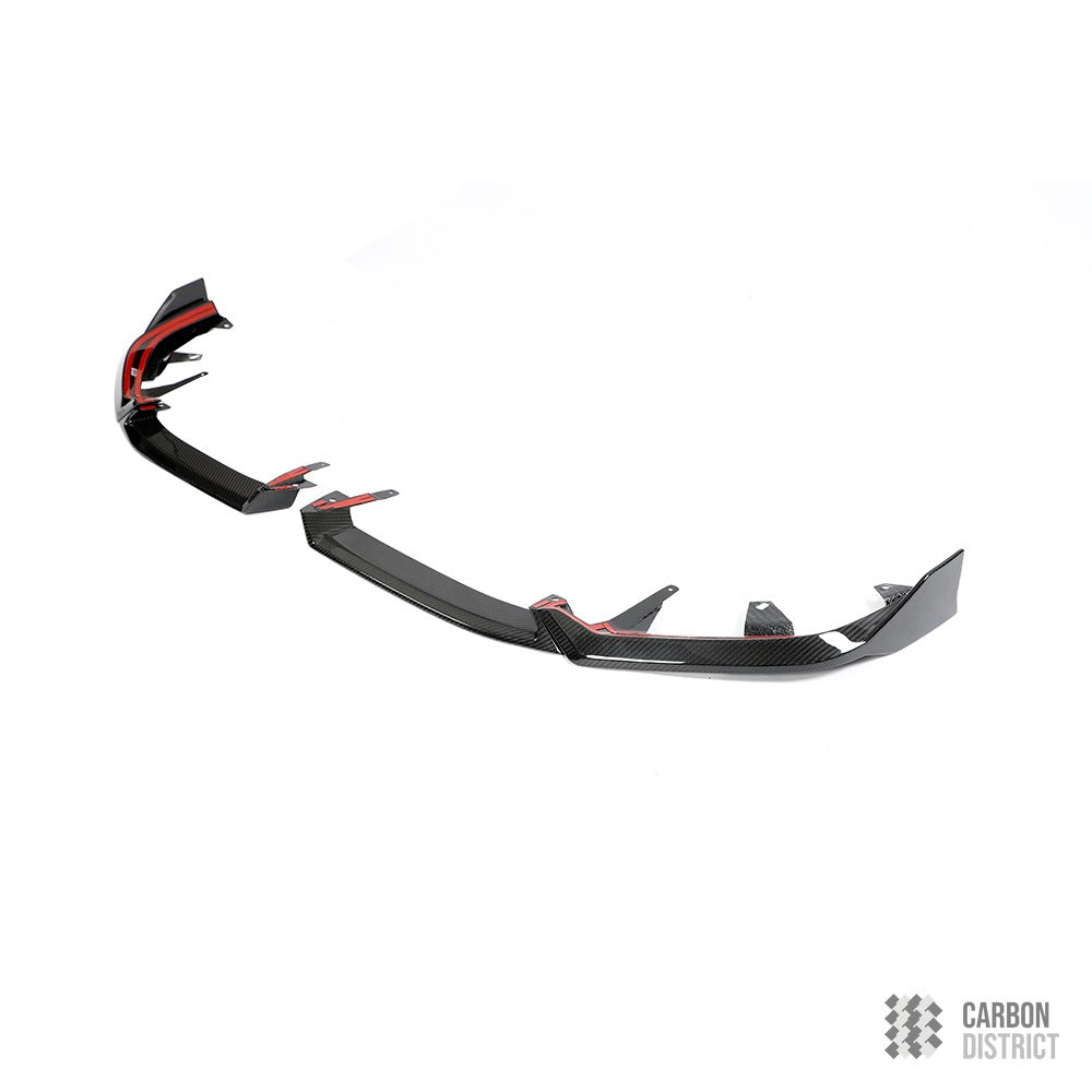BMW 5 Series (G60) carbon fibre front lip — 3K twill gloss finish