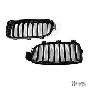 BMW 3 Series (F30) carbon fibre kidney grille — UV-stable gloss finish detail