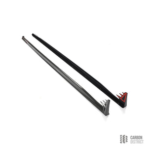VW Golf Mk8 carbon fibre side skirts — 3K twill gloss finish