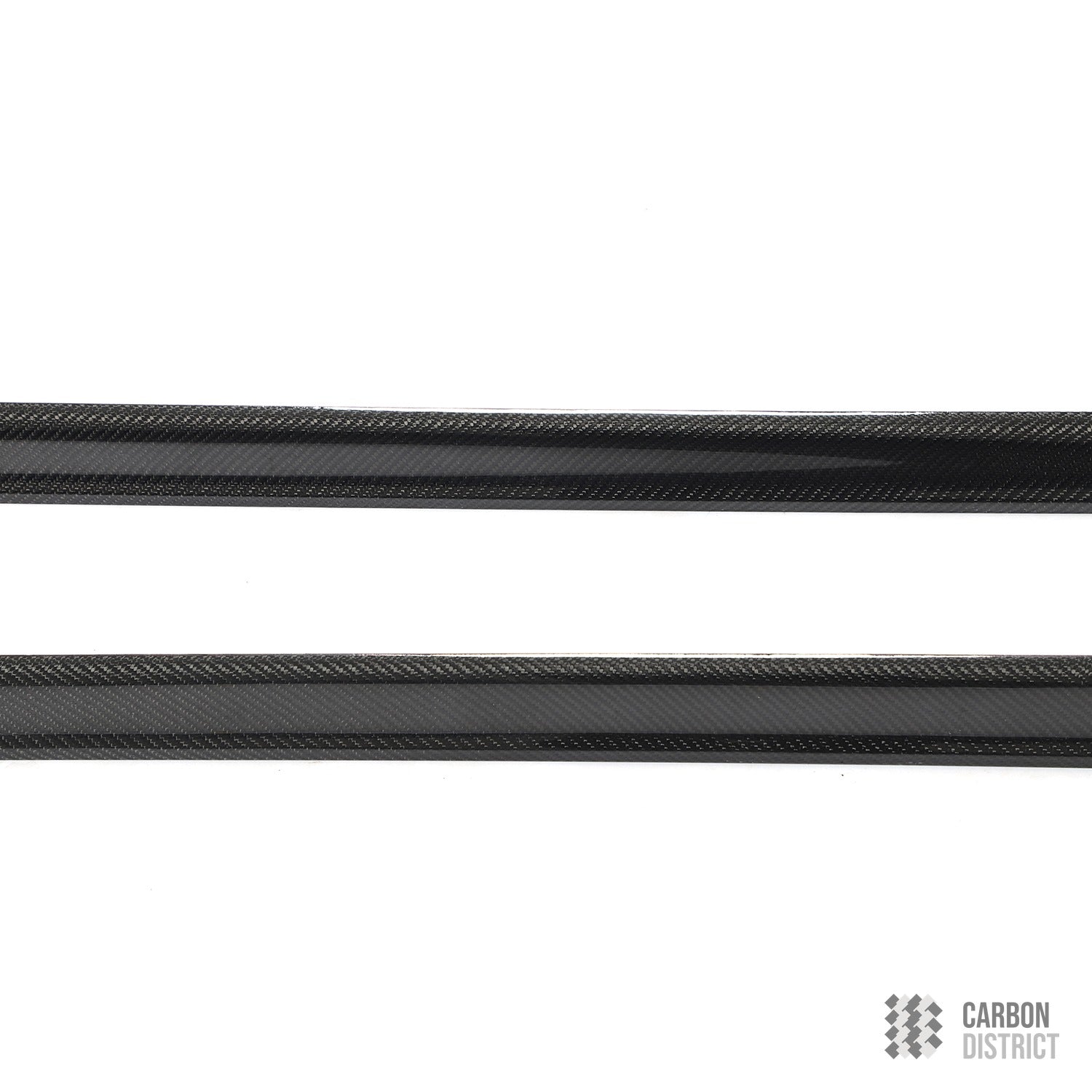 VW Golf Mk8 carbon fibre side skirts — UV-stable gloss finish detail