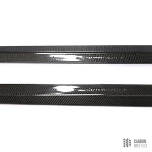 BMW M3/M4 (F8x) carbon fibre side skirts — UV-stable gloss finish detail
