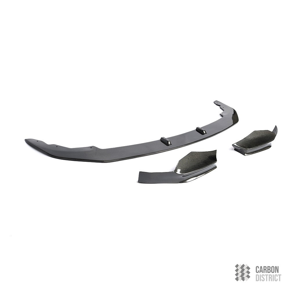 BMW 1 Series (F20) carbon fibre front lip — 3K twill gloss finish