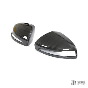 Mercedes E-Class (W213) carbon fibre mirror caps — 3K twill gloss finish
