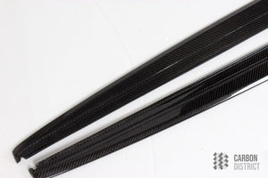 BMW 3 Series (F30) carbon fibre side skirts — UV-stable gloss finish detail