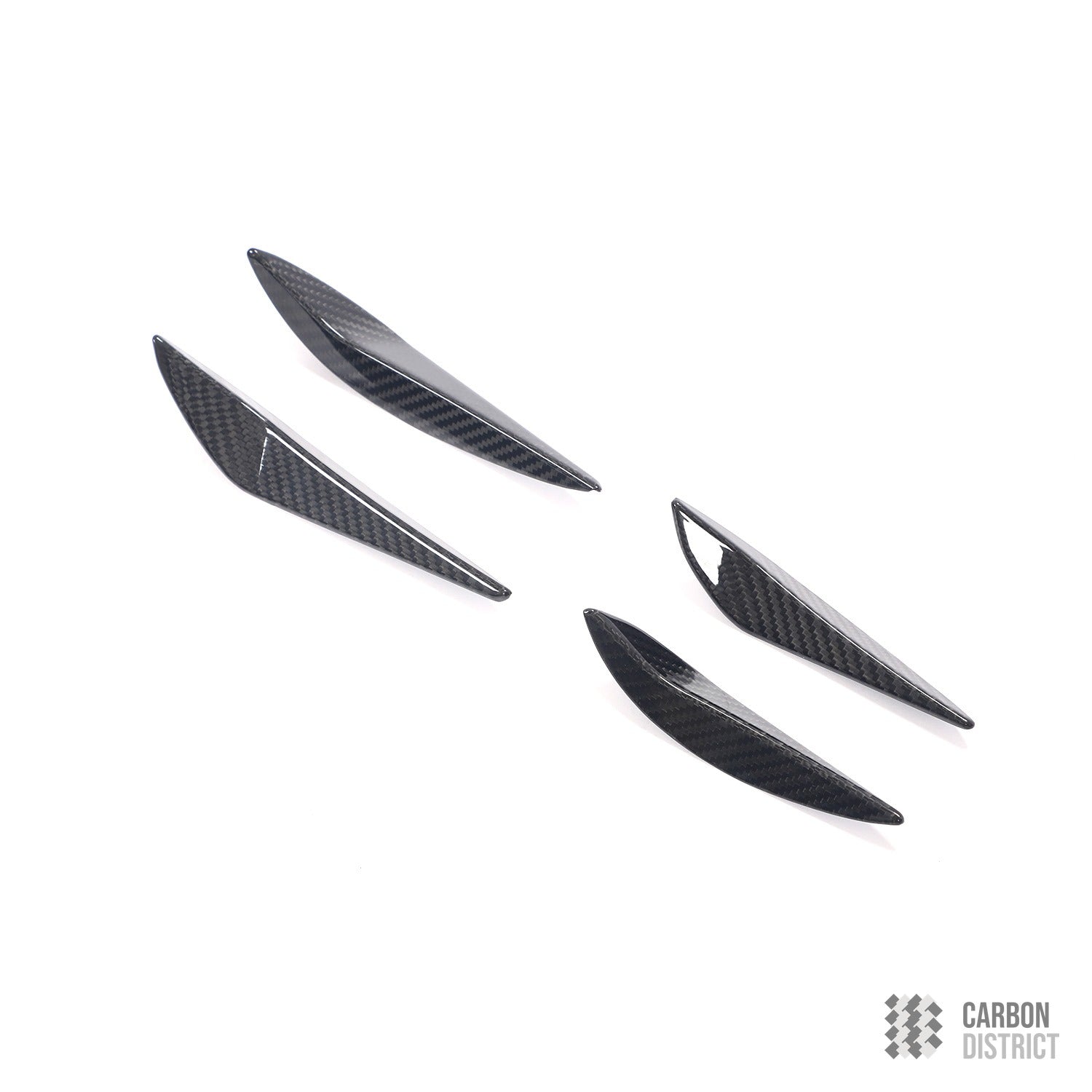 BMW M3 (G80) carbon fibre front canards — 3K twill gloss finish