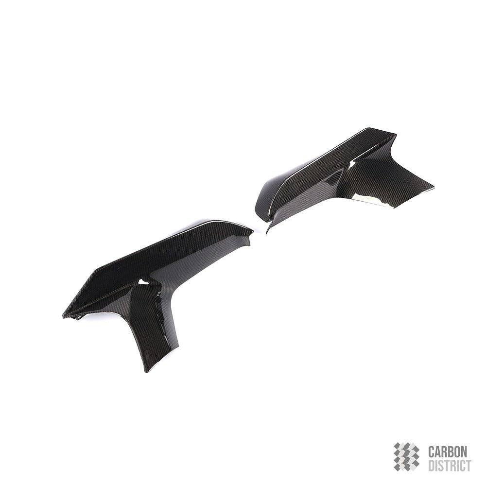 BMW M5 (F90) carbon fibre front splitter winglets — 3K twill gloss finish