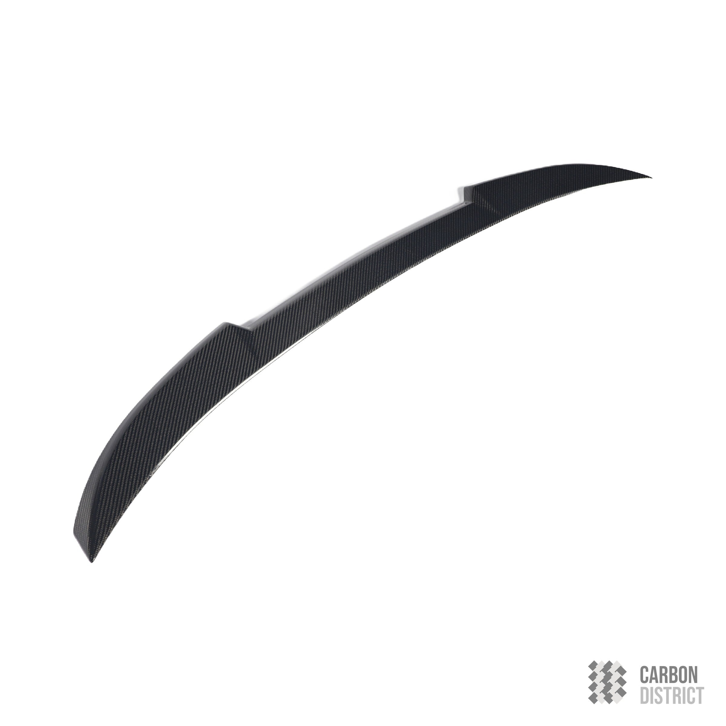 BMW (G90/G60) carbon fibre ducktail spoiler — UV-stable gloss finish detail