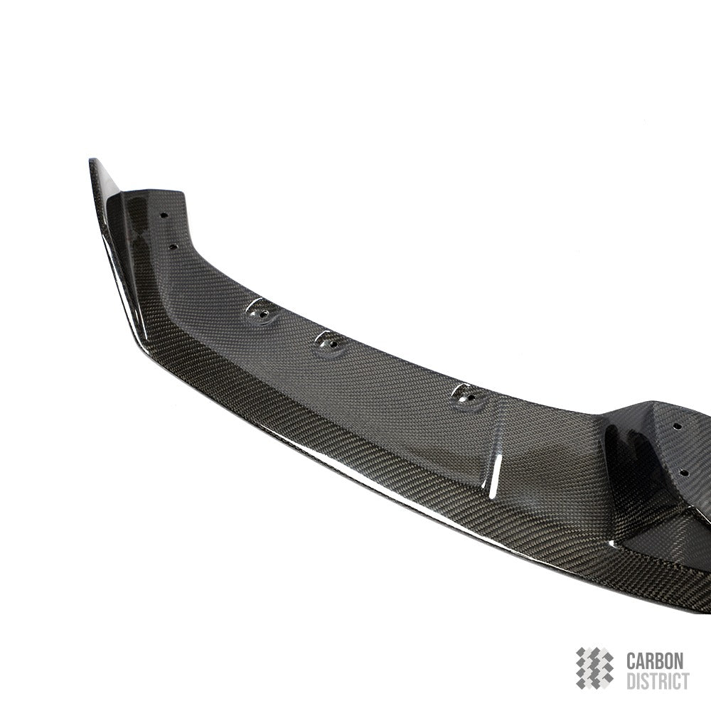 BMW 3 Series (F30) carbon fibre front lip — UV-stable gloss finish detail