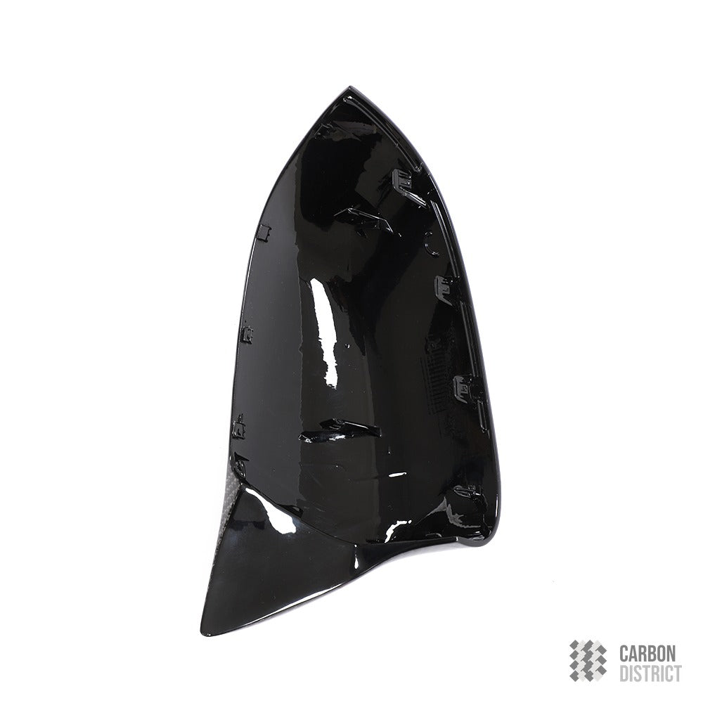 BMW X5 / X6 (F15/F16) carbon fibre mirror caps — UV-stable gloss finish detail