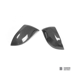 Audi A7 (C8) carbon fibre mirror caps — UV-stable gloss finish detail