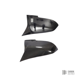 BMW 1 2 3 4 carbon fibre mirror caps — close-up of the weave
