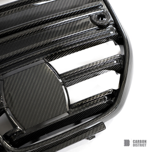 BMW i4 carbon fibre front grille — 3K twill gloss finish