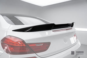 BMW 6 Series (F06/F12) carbon fibre spoiler (Ducktail) — UV-stable gloss finish detail