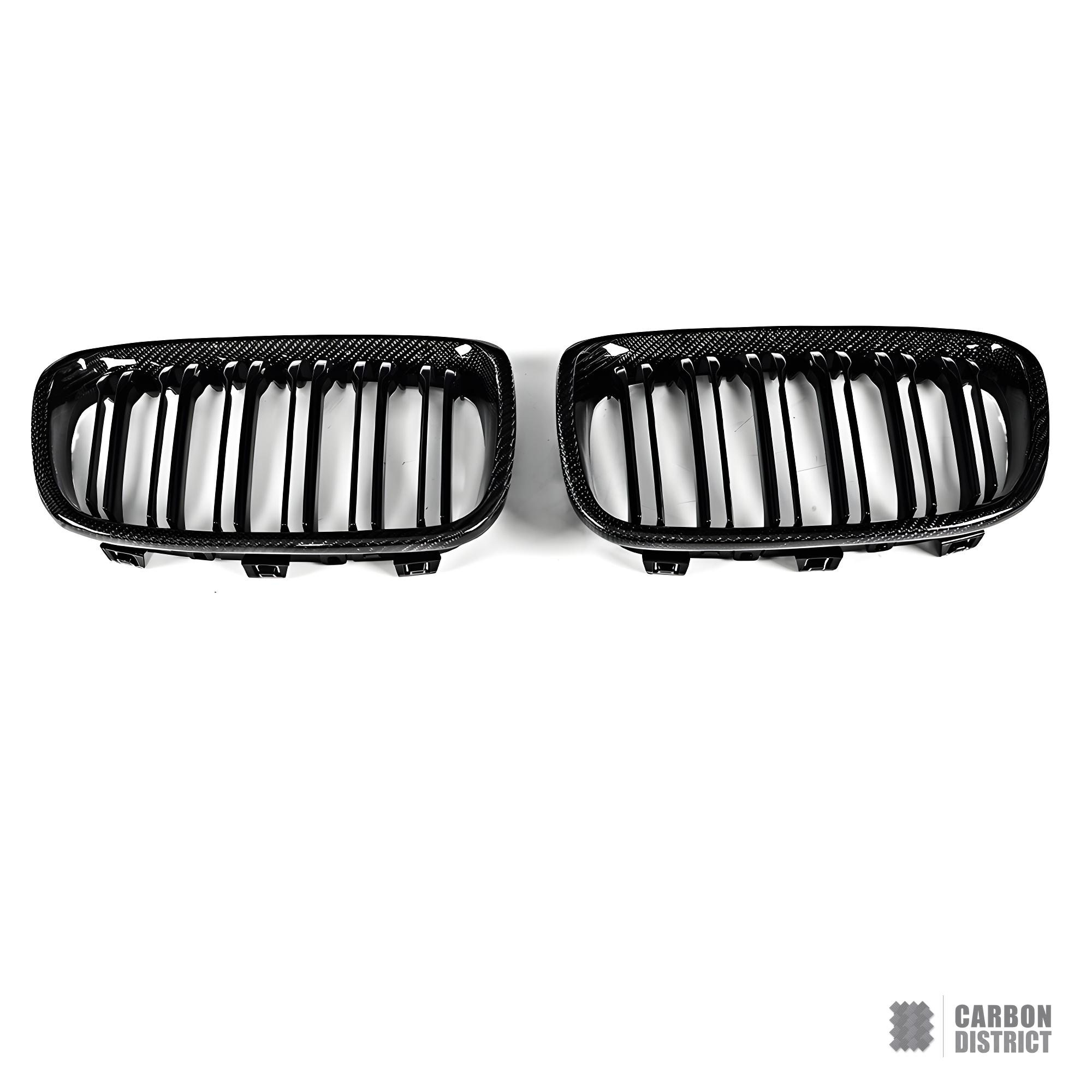 BMW 1 Series (F20) carbon fibre kidney grille — 3K twill gloss finish