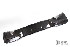 BMW 1 Series (F20) carbon fibre rear diffuser — UV-stable gloss finish detail