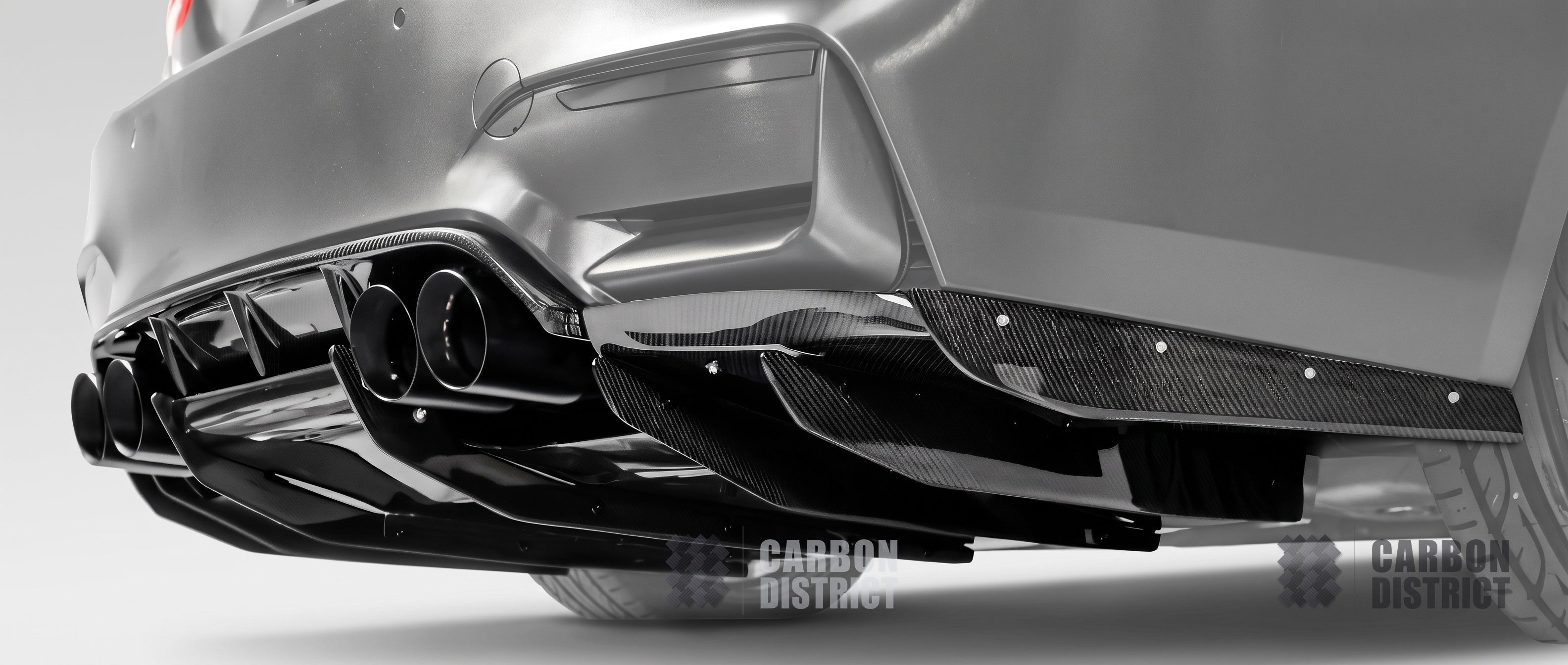 BMW M3 (E92/E93) carbon fibre rear diffuser (V2) — 3K twill gloss finish