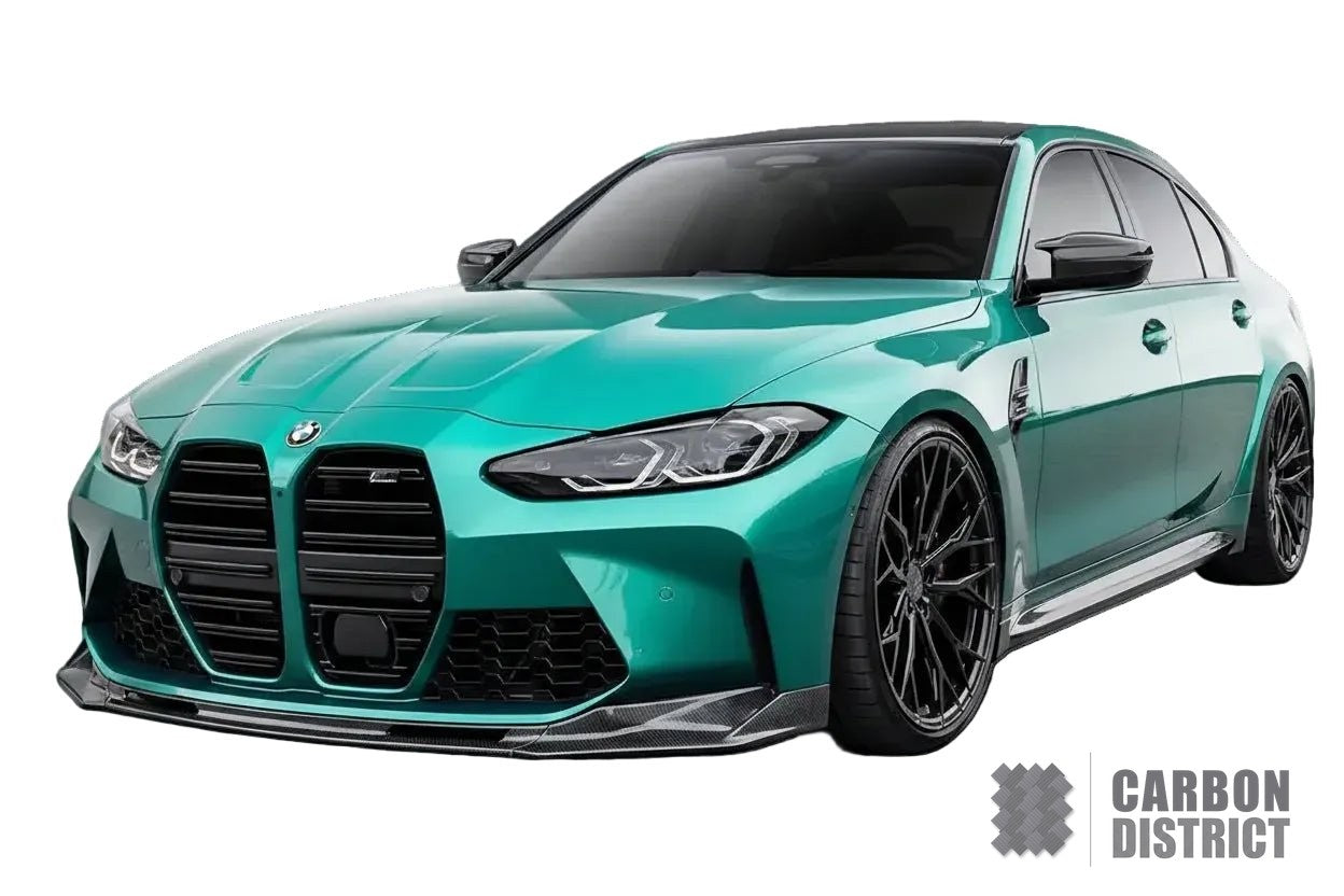 BMW M3 (G80) dry carbon fibre front lip (CSL Style, 3-Piece) — fits 2021+