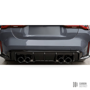 BMW M3/M4 (G80/G82/G83) carbon fibre rear diffuser — UV-stable gloss finish detail