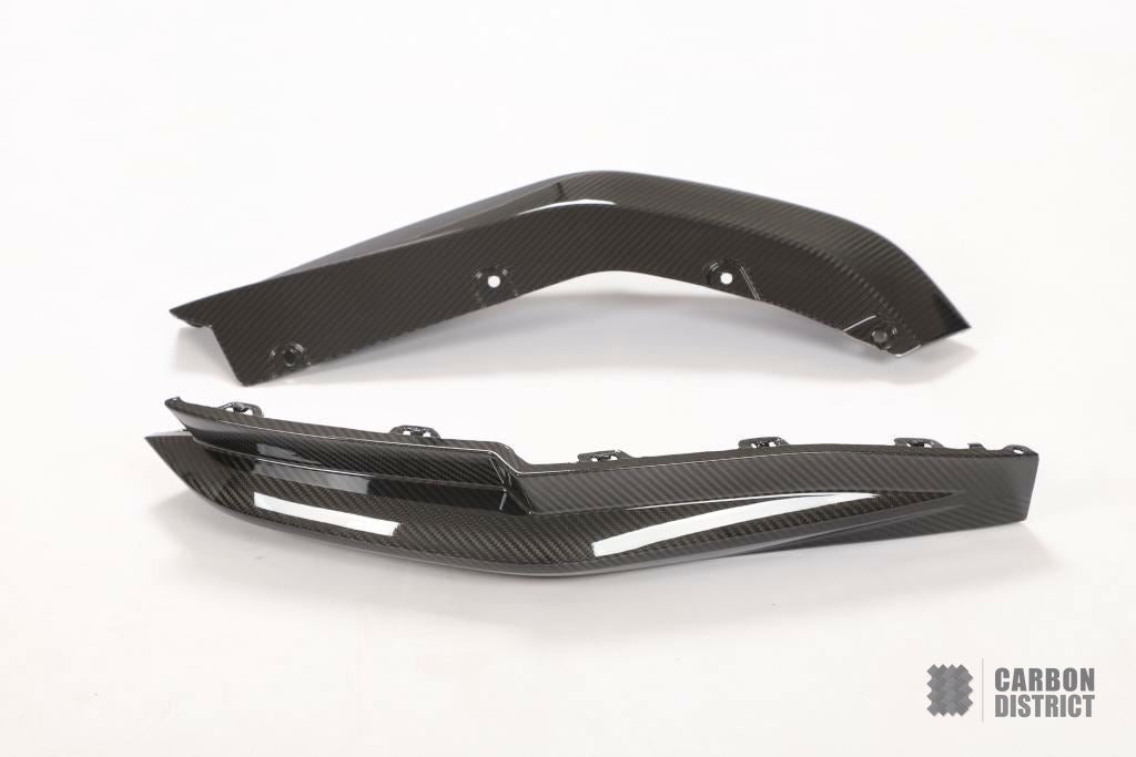 BMW M3 (G80) Prepreg carbon fibre rear bumper splitter flaps — 3K twill gloss finish