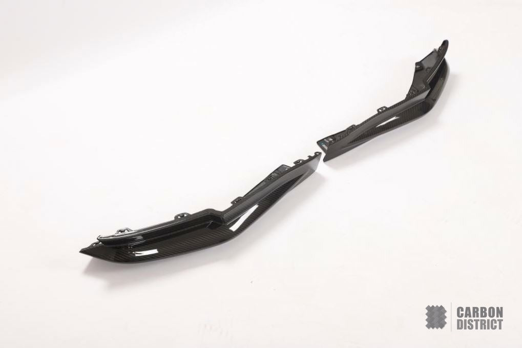 BMW M3 (G80) Prepreg carbon fibre rear bumper splitter flaps — made to order in genuine carbon fibre