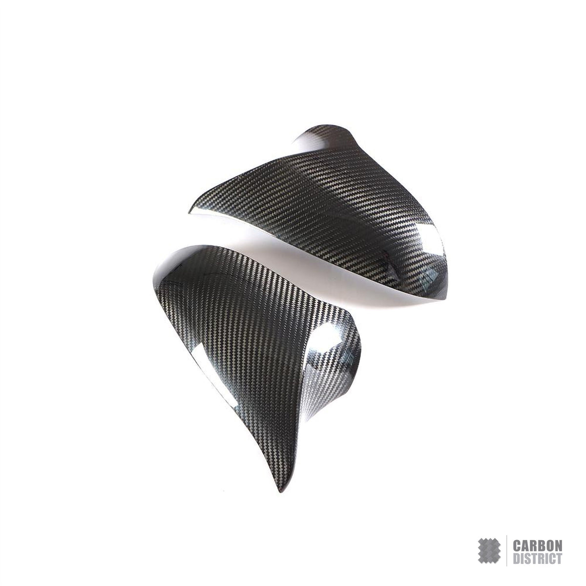 BMW M3/M4 (F80/F82/F83) dry carbon fibre mirror caps (LHD, stick-on, V1) — fits 2014-2020