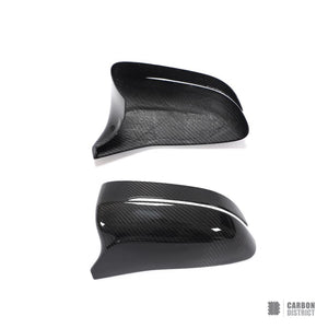 BMW M5 (F90) dry carbon fibre mirror caps (V2) — fits 2018-2023