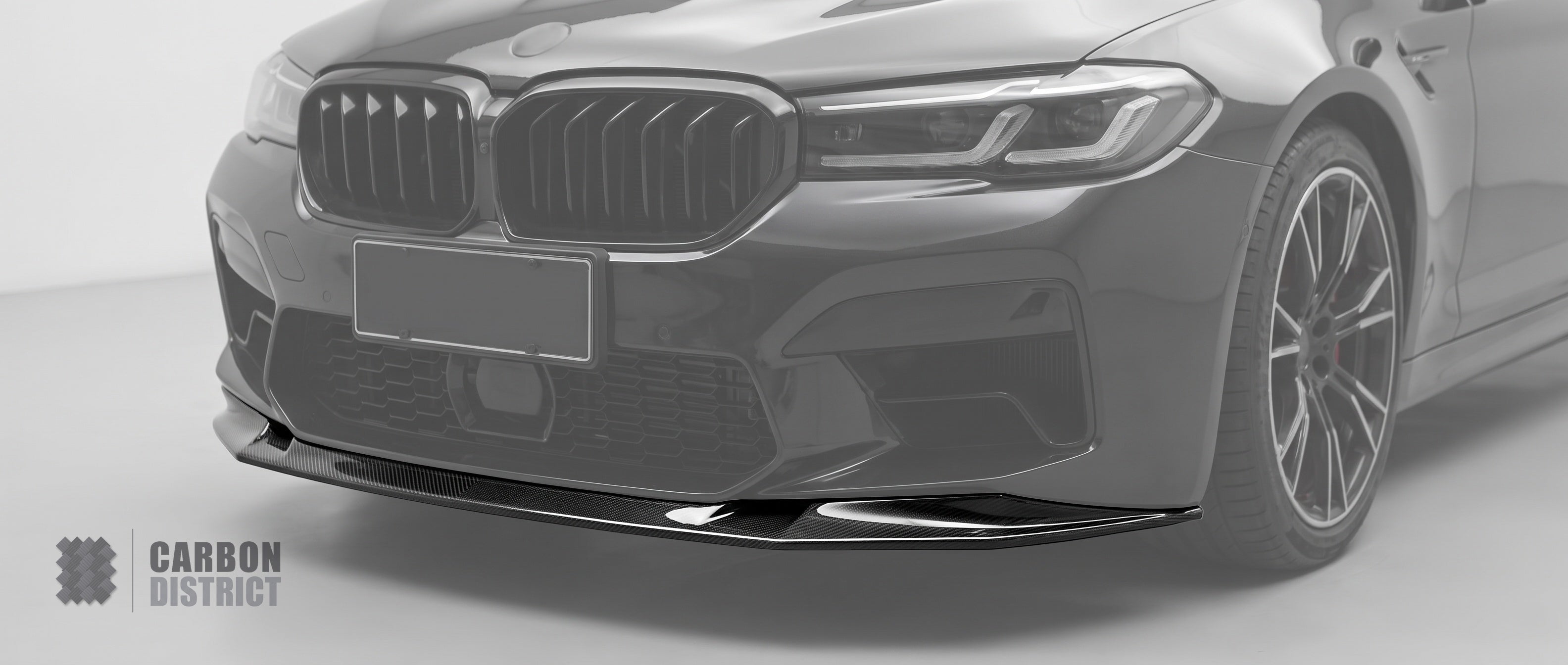 BMW M5 (F90 Facelift) dry carbon fibre front lip — dry carbon weave