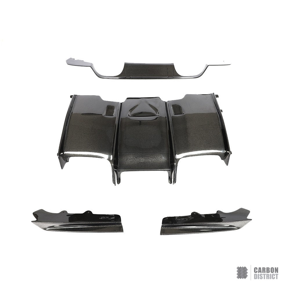 BMW M3/M4 (F80/F82/F83) carbon fibre rear diffuser (V4) — UV-stable gloss finish