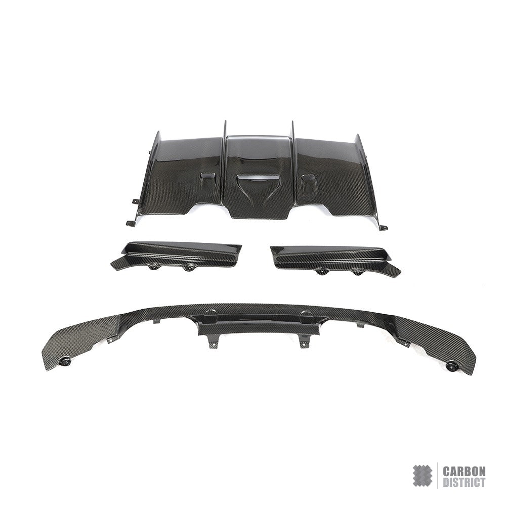 BMW M3/M4 (F80/F82/F83) carbon fibre rear diffuser (V4) — fits 2014-2020