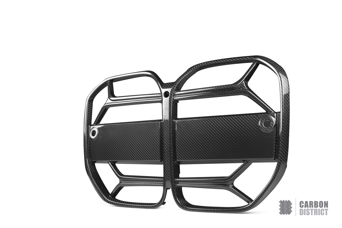 BMW 4 Series (G22/G23) dry carbon fibre grille — UV-stable gloss finish