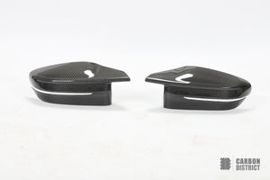 BMW M3/M4 (G81/G82/G83) dry carbon fibre mirror caps — UV-stable gloss finish