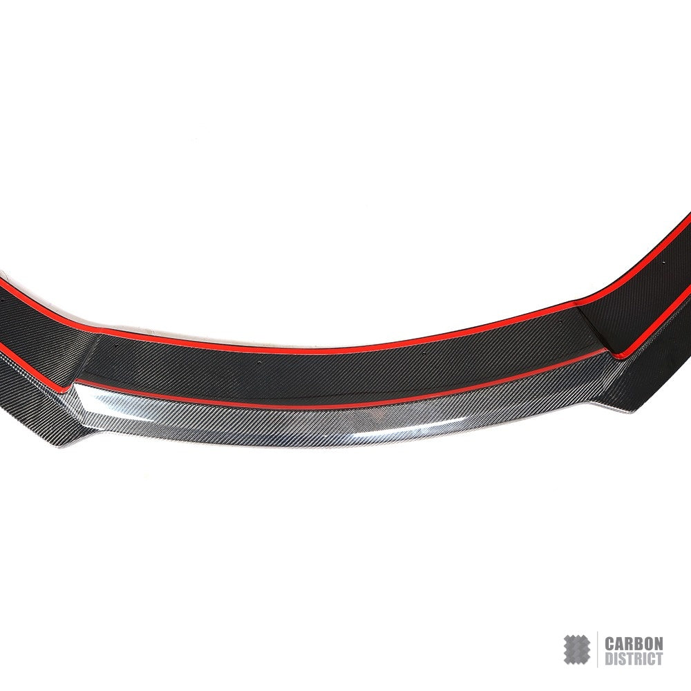 BMW i8 (I12) dry carbon fibre front lip — UV-stable gloss finish