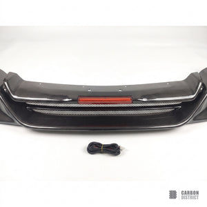 Nissan GT-R R35 TS style carbon fibre rear diffuser lip, white studio product shot