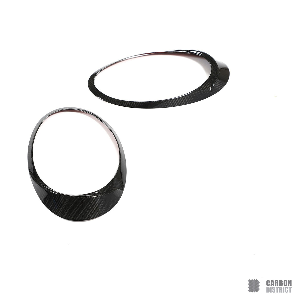 Porsche 911 992 carbon fibre headlight surround rings, pair, gloss weave on white