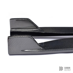 Ford Mustang carbon fibre side skirts — 3K twill gloss finish