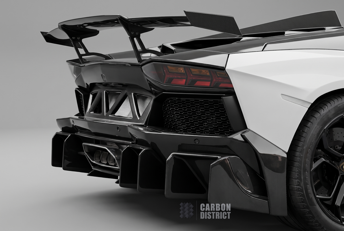 Carbon fibre rear wing spoiler fitted to a Lamborghini Aventador LP700-4 - Carbon District